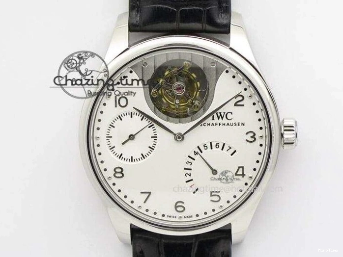 MIROTIME 0413 Original Portuguese IW358304 ZF 1:1 Best Edition SS White Dial RG Markers on Leather Strap A 7077